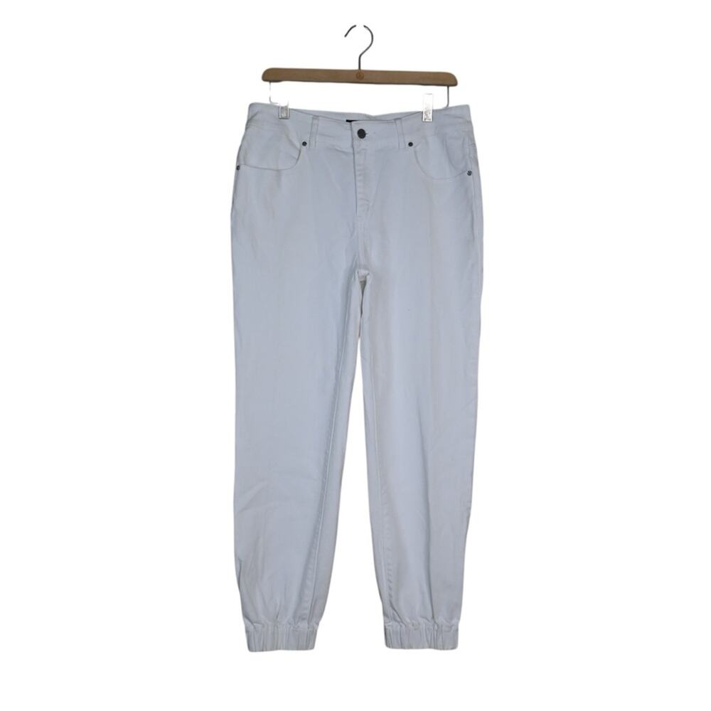 Black Label by Chico's Women's M White Ankle Jogger Jeans